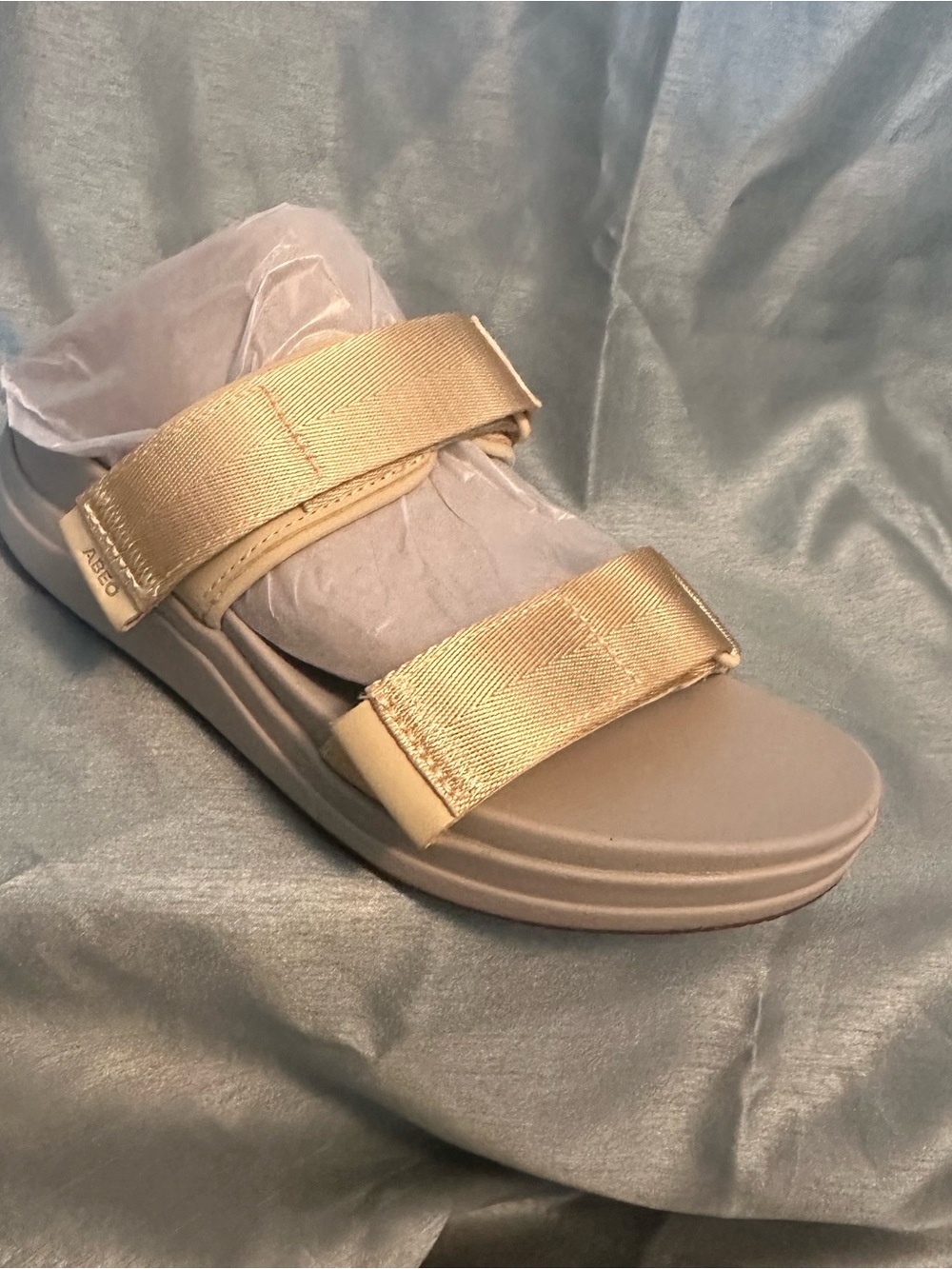 ABEO Women's Gold Adjustable Strap Slide Sandal NEW 11m